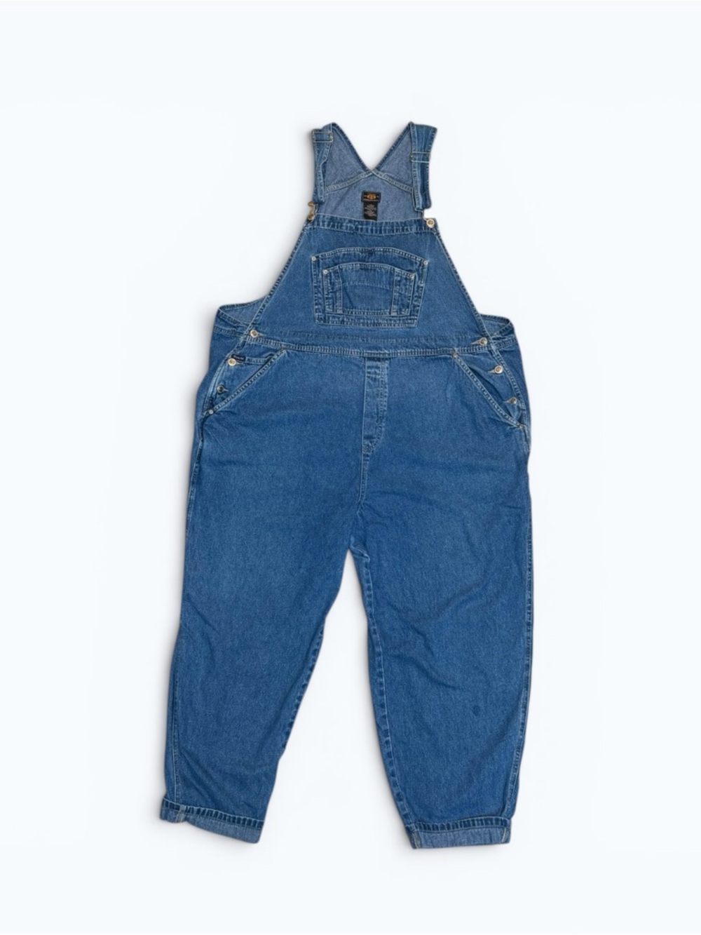 Vintage Route 66 Blue Denim Overalls, Size 24W